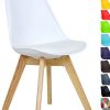 WOLTU 1 X Chaise Salle à Manger Chaise de Cuisine en Similicuir + Plastique + Bois,Blanc BH29ws-1