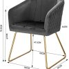 WOLTU 1 Chaise de Salle à Manger Chaise de Cuisine Chaise Salon en Velours,Fauteuil Chaise Pieds en métal doré,Gris Foncé BH271dgr-1