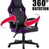 play haha. Chaise de bureau pivotante de style course pour ordinateur - Chaise de conférence ergonomique avec soutien lombaire - En cuir synthétique - Avec vérin à gaz - Testé SGS (Violet)