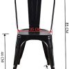 N/Q Lot de 4 Chaises de Salle à Manger Style Industriel Chaise Métal Empilable Intérieur/Extérieur (Noir)