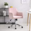 Zoyo Rose Chaise de Bureau en Velours Ergonomique Fauteuil Chaise D'ordinateur Pivotant Chaise de Travail Réglable Chaise de Manucure avec Fonction d'inclinaison (Rose avec Bras)