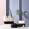41QglLX2HAL._AC_.jpg Sac a Main Femme Sac Bandouliere Sac élégant en PU Cuir Sacs Fourre-tout Sacs Portés Main de 3 pièces (A-beige-noir)
