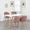 41R-nuVThiL._AC_.jpg BenyLed Lot de 4 Chaises de Salle à Manger Rembourrées avec Dossier en Velours Doux et Pieds Réglables en Métal Style Bois (Rose)