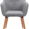 WOLTU Lot de 2 Chaises de Cuisine chaises de Loisirs chaises de Salle à Manger,Chaises de Relax en Lin et Bois Massif,Gris Clair BH94hgr-2