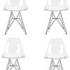 Lot de 4 Ghost Chaises en Polycarbonate + Acier pour Salle à Manger, Salon, Bureau, Restaurant et Jardin, 40 x 46 x 81 cm