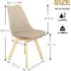 1 lot de 4 ou 6 chaises de salle à manger de couleur scandinave avec coussin en polyuréthane confortable et pieds en hêtre kaki