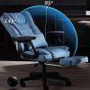 LJFYXZ Chaise Fauteuil de Bureau Chaise for Ordinateur Hauteur réglable PU Fauteuil de Bureau Chaise Repose-Pieds télescopique Capacité de Charge 150 kg (Color : Brown)