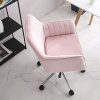 Zoyo Rose Chaise de Bureau en Velours Ergonomique Fauteuil Chaise D'ordinateur Pivotant Chaise de Travail Réglable Chaise de Manucure avec Fonction d'inclinaison (Rose avec Bras)