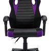 play haha. Chaise de bureau pivotante de style course pour ordinateur - Chaise de conférence ergonomique avec soutien lombaire - En cuir synthétique - Avec vérin à gaz - Testé SGS (Violet)