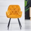 JYMTOM Chaise de salle à manger en velours épais avec siège rembourré Bar, salon Chaise d’angle avec pieds en métal, accoudoirs et dossier, jaune