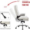 41d5SST652S._AC_.jpg YAMASORO Fauteuil de Bureau, Chaise de Bureau, Soutien Lombaire Ajustable, Accoudoirs Pliables, Dossier Ergonomique Inclinable en Faux Cuir, Siège Pivotant à roulettes (Blanc | No. 3287)