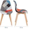 BenyLed Ensemble de 4 Chaises de Salle à Manger Chaises Patchwork Colorées avec Pieds en Bois Chaise Longue Scandinave pour Cuisine, Salon, Café, etc, (Rouge)