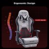 Autofull Chaise Gaming Fauteuil Gamer Ergonomique Chaise Gamer Cuir PU Chaise De Bureau, Hauteur D'assise et Inclinaison du Dossier Réglables,Appui-tête et Support lombair, Repose-Pieds,Gris