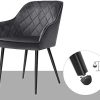 41eyulcjVYL._AC_.jpg SONGMICS Chaises de Salle à Manger, Lot de 2, Fauteuils, Sièges rembourrées, accoudoirs, Largeur d’Assise 49 cm, Pieds en métal, Velours, Charge 110 kg, pour Salon, Chambre, Gris LDC088G02