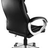 41fK8fiASTL._AC_.jpg tectake Fauteuil de Bureau, Bascule Mécanique Verrouillable et Réglable, Structure Stable et Pivotante à 360°, Forme Ergonomique, Accoudoirs Larges et Arqués, Noir