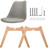 VADIM Chaise Scandinave Grise Lot de 4, Chaises De Cuisine Rétro Tulipe Rembourrée, Chaise Salle à Manger Pied en Bois
