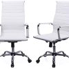 41ibgTTEeIL._AC_.jpg Exofcer Chaise de Bureau Blanc Cuir PU Haute Dossier incurvé Home Executive Ordinateur Pivotant Fauteuil de Bureau (Blanc)