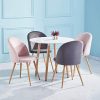 41jiQ5MBNVL._AC_.jpg GOLDFAN Lot de 4 Chaises de Salle à Manger Fauteuil Rembourré Chaises en Velours Chaise de Cuisine Chaise de Salon avec Pieds en Métal Rose