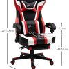 Vinsetto Fauteuil de bureau gaming massant - pivotant, inclinable, réglable - coussin lombaire, tétière, repose-pieds inclus - PVC rouge blanc noir