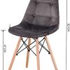 41lQrxDYg8L._AC_.jpg EDLMH Lot de 4 chaises de salle à manger ergonomiques en similicuir et velours avec cadre en métal et pieds en bois de hêtre pour salle à manger, bureau, salon, chambre, café (4, gris velours)