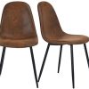 Homy Casa Chaises de Salle à Manger Ensemble de 2 Chaises de Cuisine à Siège et à Dossier Moelleux avec Pieds en Métal Massif pour Salon Chambre Suede Brown