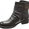Angkorly - Chaussure Mode Bottine Motard Cavalier Femme perforée Boucle lanière Talon Bloc 3 CM - Intérieur Fourrée