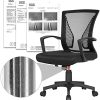 41oDTdh8EPS._AC_.jpg Yaheetech Chaise/Fauteuil de Bureau Ergonomique Pivotant en Maille avec Dossier/Accoudoirs/Siège et Base Plus Large Noir 60 x 56 x 90-100 cm