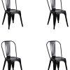 Sim Luxury Lot de 4 chaises de Salle à Manger en métal pour intérieur et extérieur, Noir