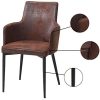 41otBsKtPnL._AC_.jpg KJ Lot de 2 chaises fauteuil de salle à manger en cuir, floqué vintage, style industriel,fauteuil salon pieds en métal, chaises de chambre à coucher avec dossier et accoudoirs, Marron