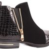 Primtex Bottines Chelsea Femme à Zip Motif Croco Verni Simili Cuir Boots Petit