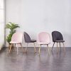 41pdiPCU56L._AC_.jpg GOLDFAN Lot de 4 Chaises de Salle à Manger Fauteuil Rembourré Chaises en Velours Chaise de Cuisine Chaise de Salon avec Pieds en Métal Rose