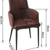 41q2h2OpGkL._AC_.jpg KJ Lot de 2 chaises fauteuil de salle à manger en cuir, floqué vintage, style industriel,fauteuil salon pieds en métal, chaises de chambre à coucher avec dossier et accoudoirs, Marron