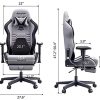Autofull Chaise Gaming Fauteuil Gamer Ergonomique Chaise Gamer Cuir PU Chaise De Bureau, Hauteur D'assise et Inclinaison du Dossier Réglables,Appui-tête et Support lombair, Repose-Pieds,Gris