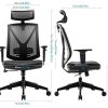 Chaise de Bureau Ergonomique Fauteuil de Bureau Professionnel avec Accoudoirs Réglables Soutien Lombaire Dossier en Maille Respirante Charge Maximal 150KG