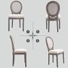 HOMCOM Lot de 2 chaises de Salle à Manger Chaise de Salon médaillon Style Louis XVI Bois Massif patiné Lin 51 x 51 x 96 cm écru