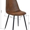 Homy Casa Chaises de Salle à Manger Ensemble de 2 Chaises de Cuisine à Siège et à Dossier Moelleux avec Pieds en Métal Massif pour Salon Chambre Suede Brown