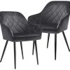 41tQ9Rao2cL._AC_.jpg SONGMICS Chaises de Salle à Manger, Lot de 2, Fauteuils, Sièges rembourrées, accoudoirs, Largeur d’Assise 49 cm, Pieds en métal, Velours, Charge 110 kg, pour Salon, Chambre, Gris LDC088G02