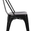 N/Q Lot de 4 Chaises de Salle à Manger Style Industriel Chaise Métal Empilable Intérieur/Extérieur (Noir)