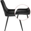 ELIGHTRY Lot de 6 Chaises de Salle à Manger Rétro Chaise de Cuisine avec Dossier Chaise de Salon Assise en Velours et Pieds en Métal,Noir