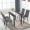 OFCASA Lot de 2 chaises de salle à manger en simili cuir gris avec dossier haut rembourré pour comptoir de cuisine, réception, bureau, restaurant, hôtel salon