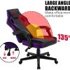 play haha. Chaise de bureau pivotante de style course pour ordinateur - Chaise de conférence ergonomique avec soutien lombaire - En cuir synthétique - Avec vérin à gaz - Testé SGS (Violet)