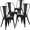 Sim Luxury Lot de 4 chaises de Salle à Manger en métal pour intérieur et extérieur, Noir
