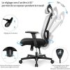 512TAHi8iTL._AC_.jpg mfavour Chaise de Bureau, Chaise Bureau Ergonomique, Fauteuil de Bureau, Siège Confortable Fauteuil Ergonomique avec 2D Accoudoirs, Hauteur Apui-tête Soutien Lombaire Dossier Règalable (Gris)