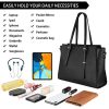 514m5f5e6dL._AC_.jpg NEWHEY Sac Cabas Femmes Grand PU Cuir Sac de Cours Sac Ordinateur Portable Sac a Main pour Les Cours Lycee 15.6 Pouces Noir