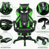 Zeanus Chaise Gaming pour Adultes, Fauteuil Gamer avec Massage, Chaise de Jeu avec Repose-Pieds, Inclinable Chaise Gaming, Haute Dossier Fauteuil de Jeu PC, Ergonomique Fauteuil Gaming (Vert)