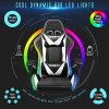 Todeco Chaise Gaming Massage avec Lumière LED Fauteuil de Bureau Pivotant Ergonomique Dossier Haut Dossier et Hauteur de Siège Règlable Chaise Gamer avec Appui-Tête Massage Support Lombaire, Blanc