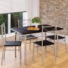 CASARIA Ensemble 5 pièces Paul Noir 1 Table 4 chaises MDF métal laqué Cuisine Ensemble Table et chaises pour Salle à Manger
