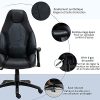Fauteuil de bureau gamer ergonomique grand confort dossier bascule hauteur accoudoirs réglable PU noir
