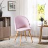 51K0PMp24sL._AC_.jpg GOLDFAN Lot de 4 Chaises de Salle à Manger Fauteuil Rembourré Chaises en Velours Chaise de Cuisine Chaise de Salon avec Pieds en Métal Rose