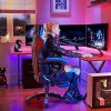 51K5cgw43CS._AC_.jpg SONGMICS Fauteuil gamer, Chaise gaming, Siège de bureau ergonomique, repose-pieds télescopique, dossier réglable de 90° à 135°, accoudoirs synchronisés, charge 150 kg, Noir et Bleu RCG026B01